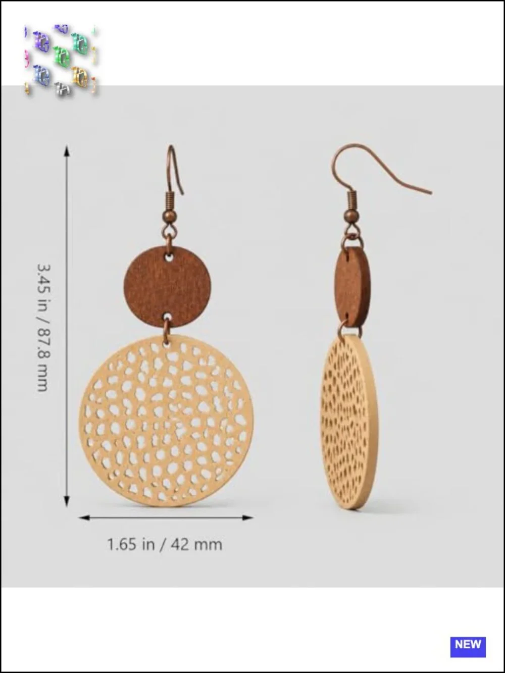 Boho Hollow Cut-Out Wooden Dangle Earrings - Lightweight Geometric Teardrop